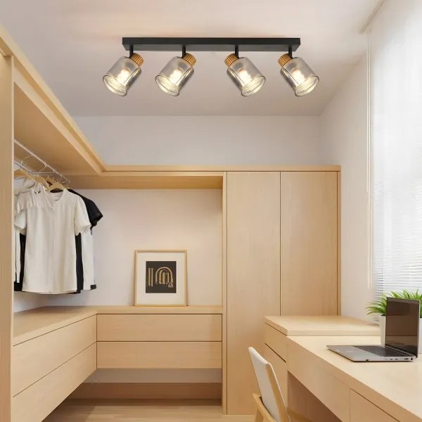 Brilagi - Faretto HYGGE 4xE14/15W/230V nero/vetro fumé