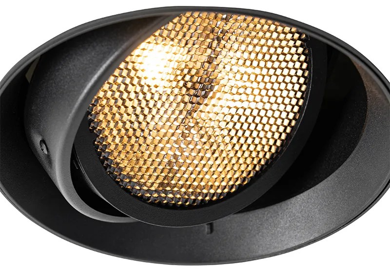Faretto da incasso moderno nero GU10 AR111 rotondo senza cornice - Oneon Honey