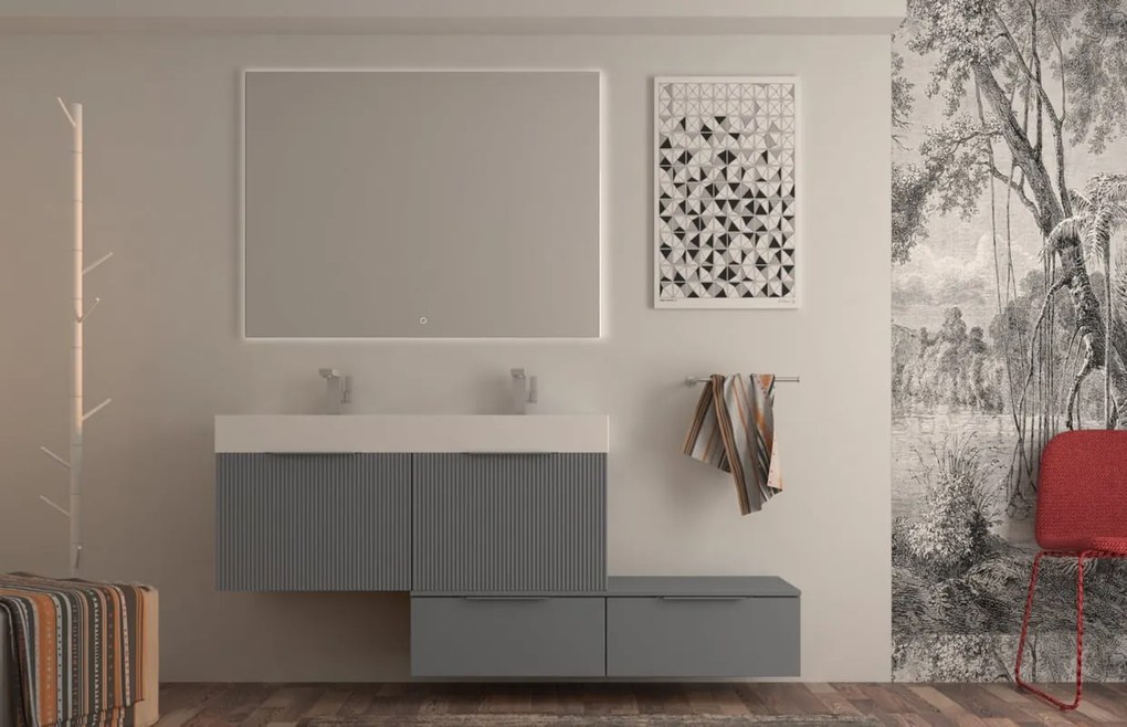 Armadietto bagno a terra Modula BADEN HAUS 1 cassetto P 45 x L 120 x H 27 cm grigio nuvola