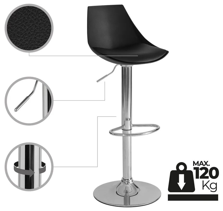 Sgabelli da bar neri ad altezza regolabile in similpelle in set di 2 (altezza seduta 56,5 cm) - Casa Selección