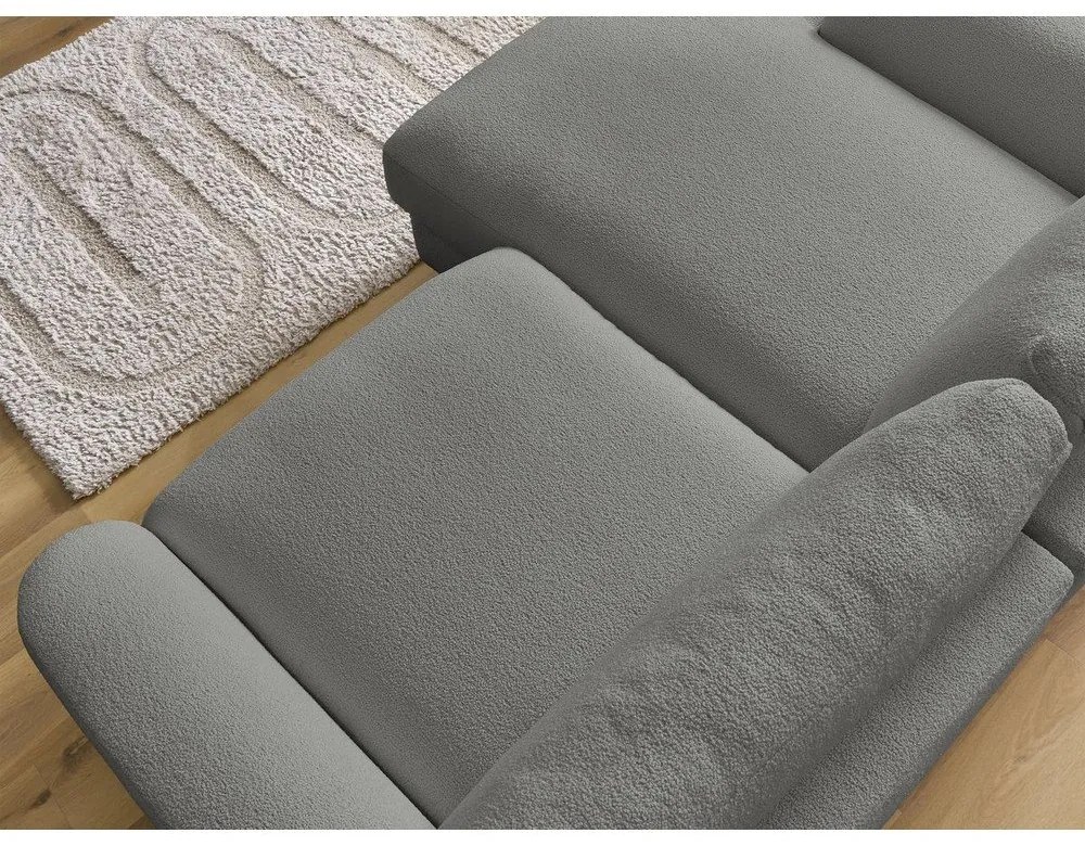 Divano angolare grigio scuro (con penisola a sinistra/con chaise lounge) con rivestimento in bouclé Leonore – Bobochic Paris