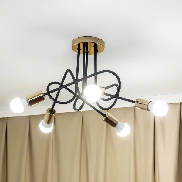 Lampadario a plafone OXFORD 5xE27/15W/230V oro/nero