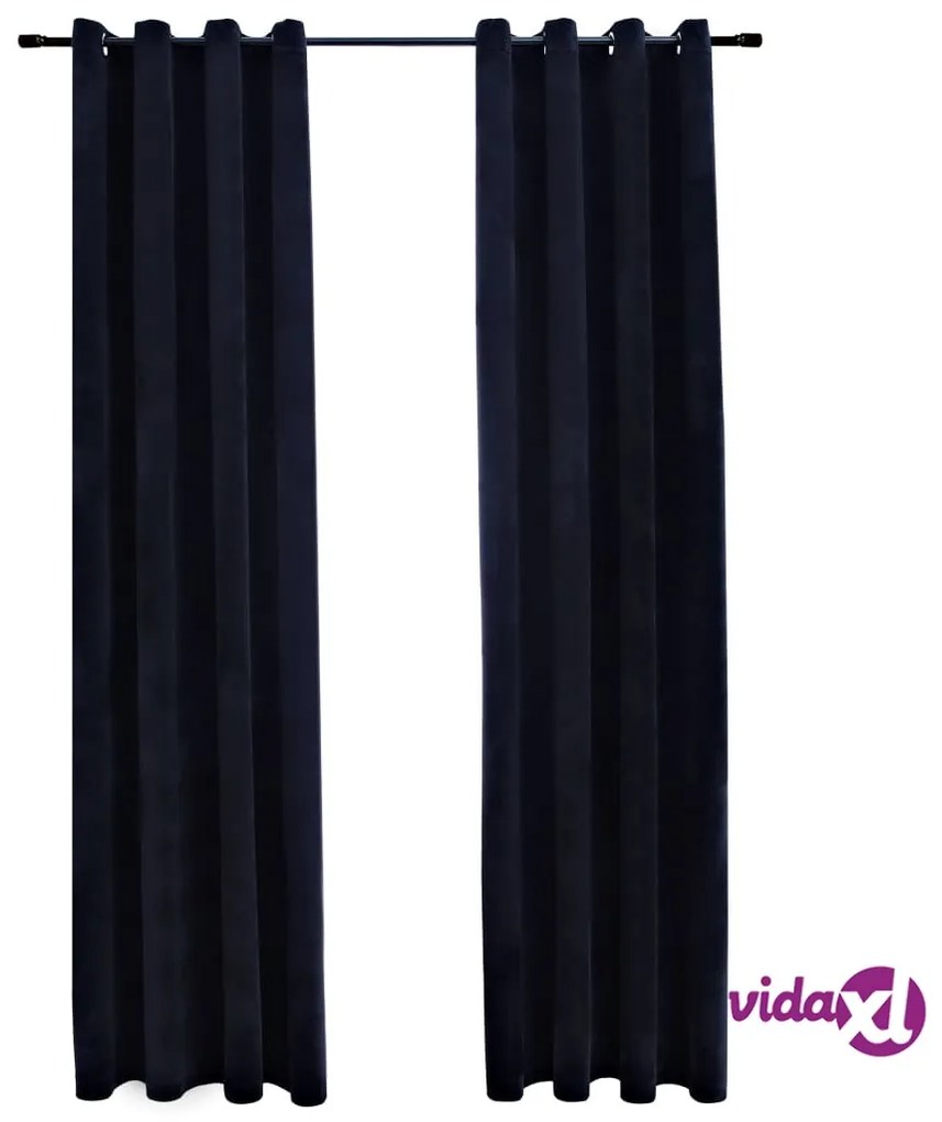 vidaXL Tende Oscuranti con Anelli 2 pz Nere in Velluto 140x175 cm