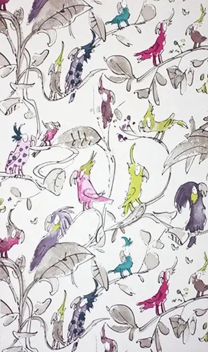 Tapete Cockatoos von Osborne and Little - Beige/ Mauve/ Pink