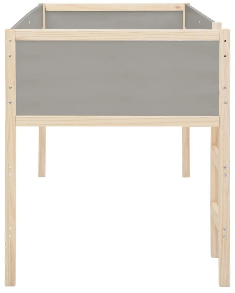 Letto a soppalco colore grigio-naturale in legno di pino per bambini 90x200 cm Square - Støraa