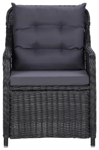 Set da Pranzo da Giardino 7 pz in Polyrattan Nero