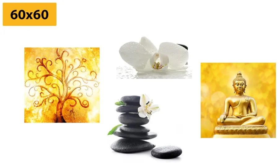 Set di quadri – Feng Shui in bianco e giallo