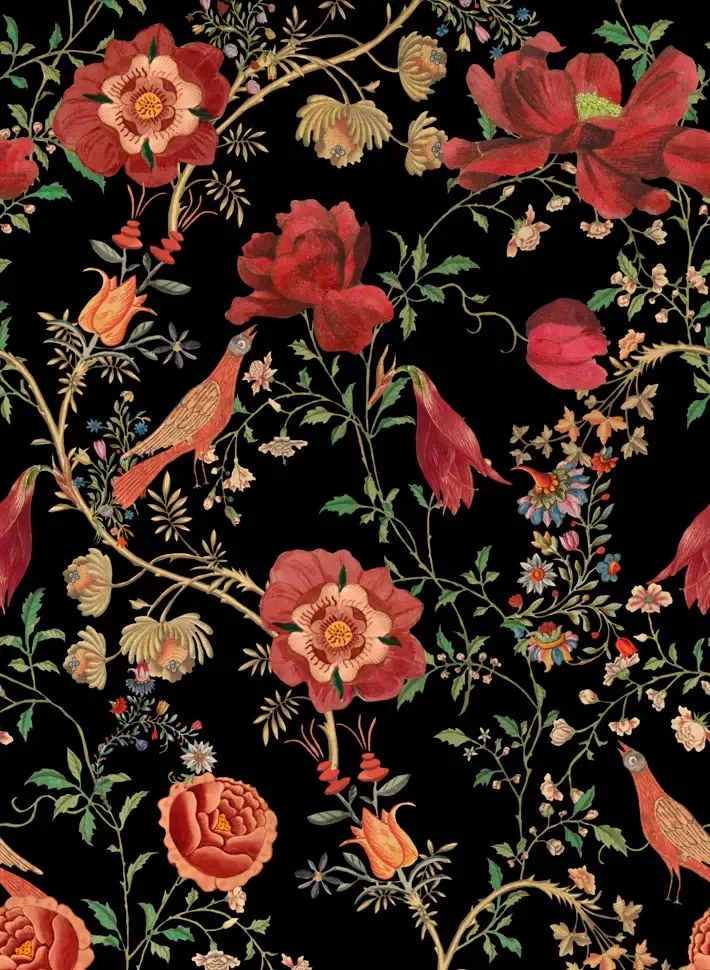Mindthegap Carta da parati Transsilvaniae Florilegium - Green/ Red/ Black