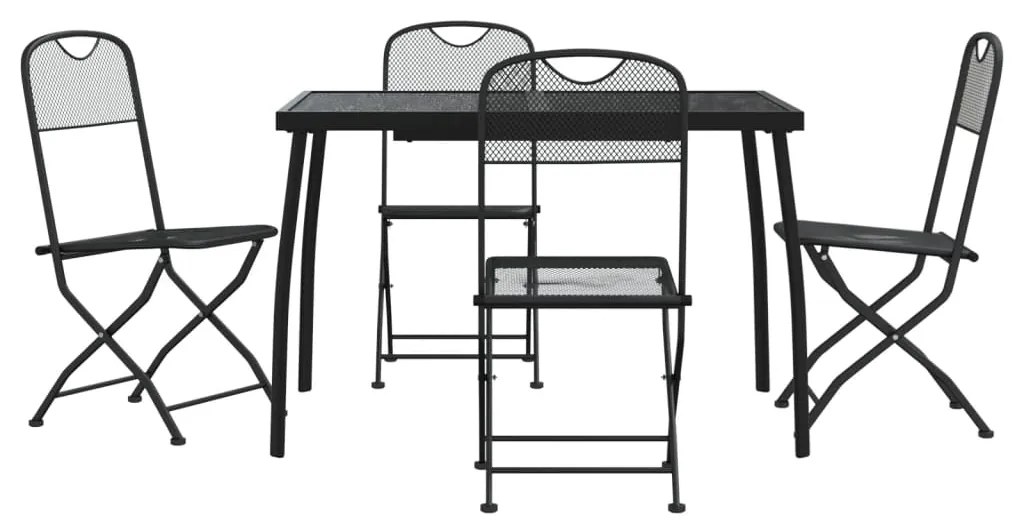 Set da pranzo da giardino 5pz antracite in rete metallica