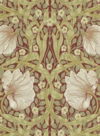 Morris & Co Carta da parati Pimpernel - Brick/ Olive