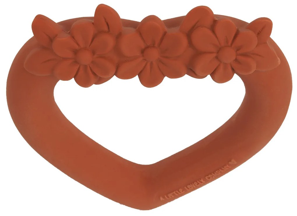 A Little Lovely Company - anello dentizione in gomma naturale - cuore terracotta
