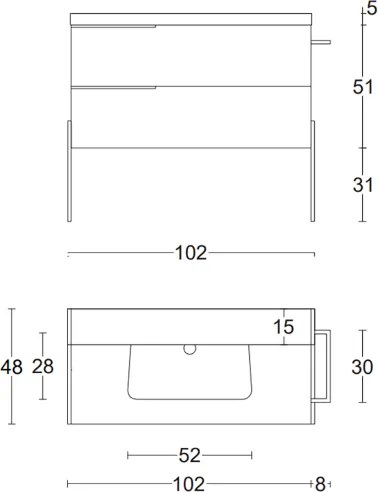 Mobile bagno sospeso 102 cm - Quercia Naturale con Lavabo Ceramica - FEBE2