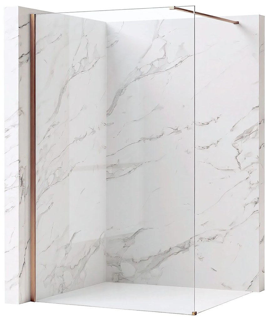 Parete doccia Rea Flexi Transparent / Brush Copper 80