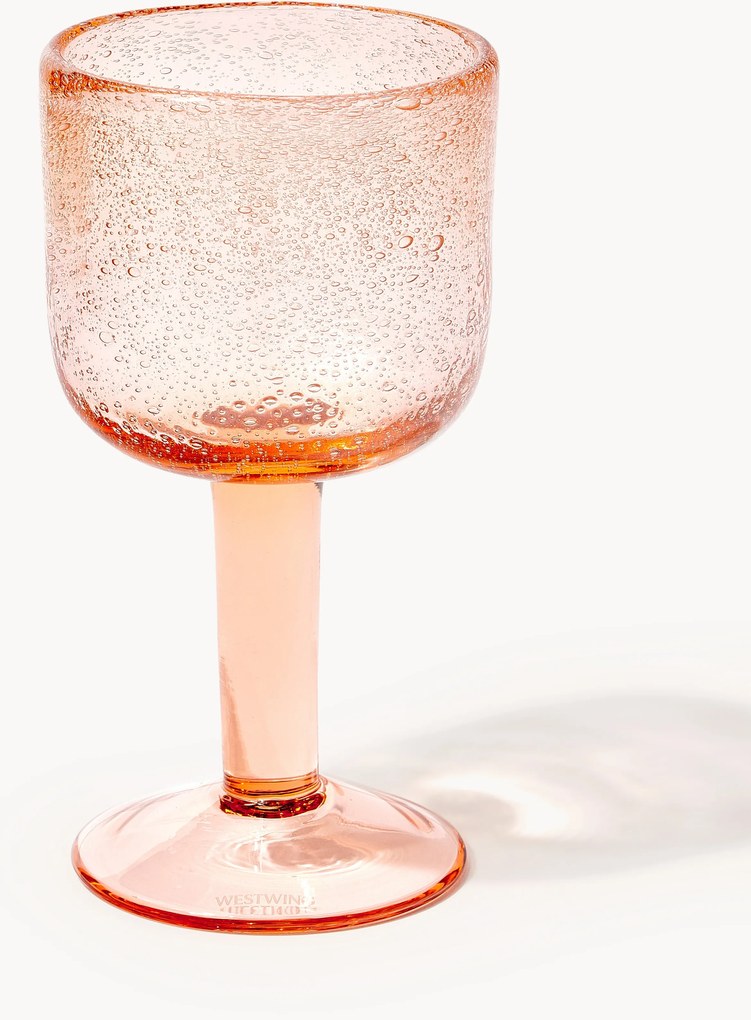 Set di 4 bicchieri da vino in vetro soffiato con bolle d'aria Hippolyte