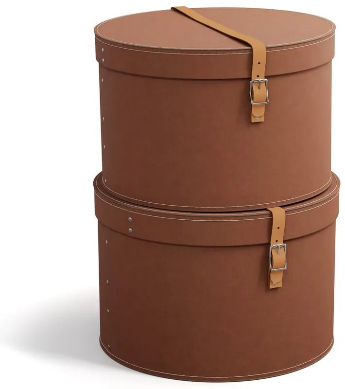 Scatole in set con coperchio/decorative marroni in cartone 2 pz ø 37,5x25 cm Rut Restore Paper Laminate – Bigso