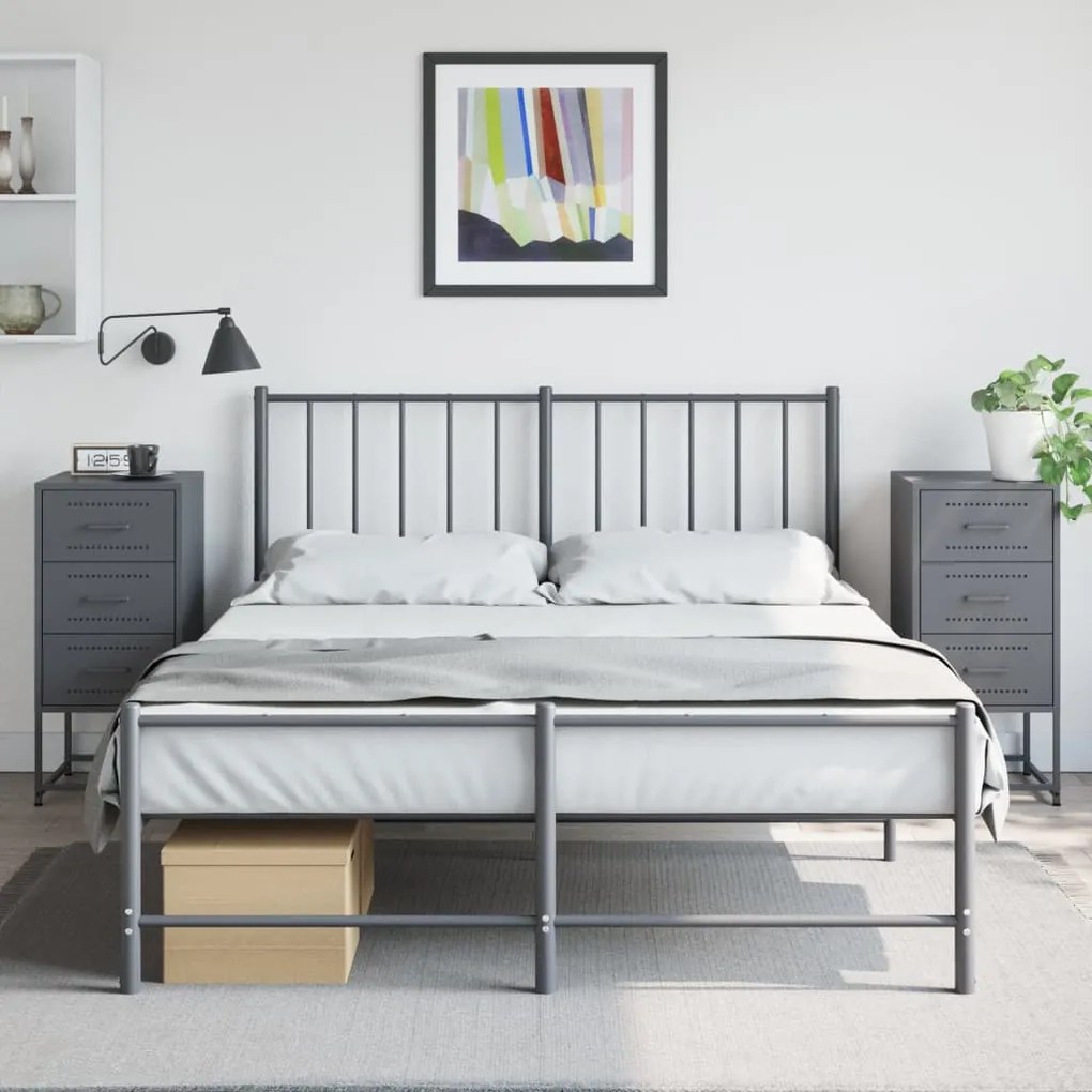 Comodini 2 Pz Antracite 36x39x78 Cm İn Acciaio /