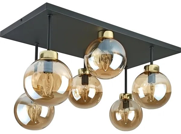 Lampadario a plafone DEA 6xE14/60W/230V nero/oro/fumé beige