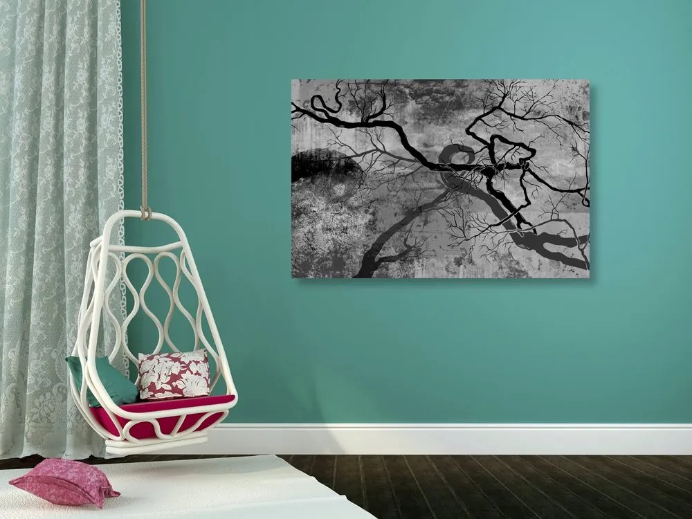 Stampa su tela – Alberi surrealisti in bianco e nero