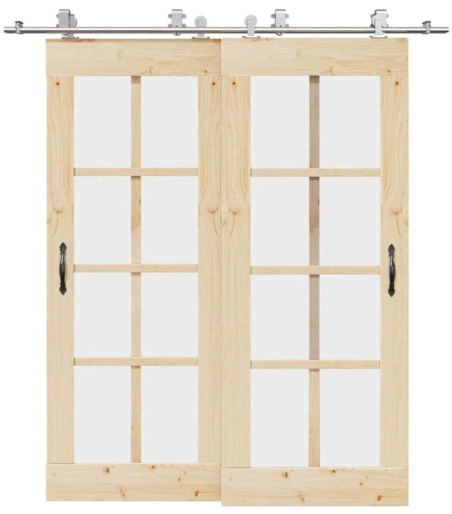 Kit Binari Porta Scorrevole 200 Cm Acciaio Inossidabile Argento /