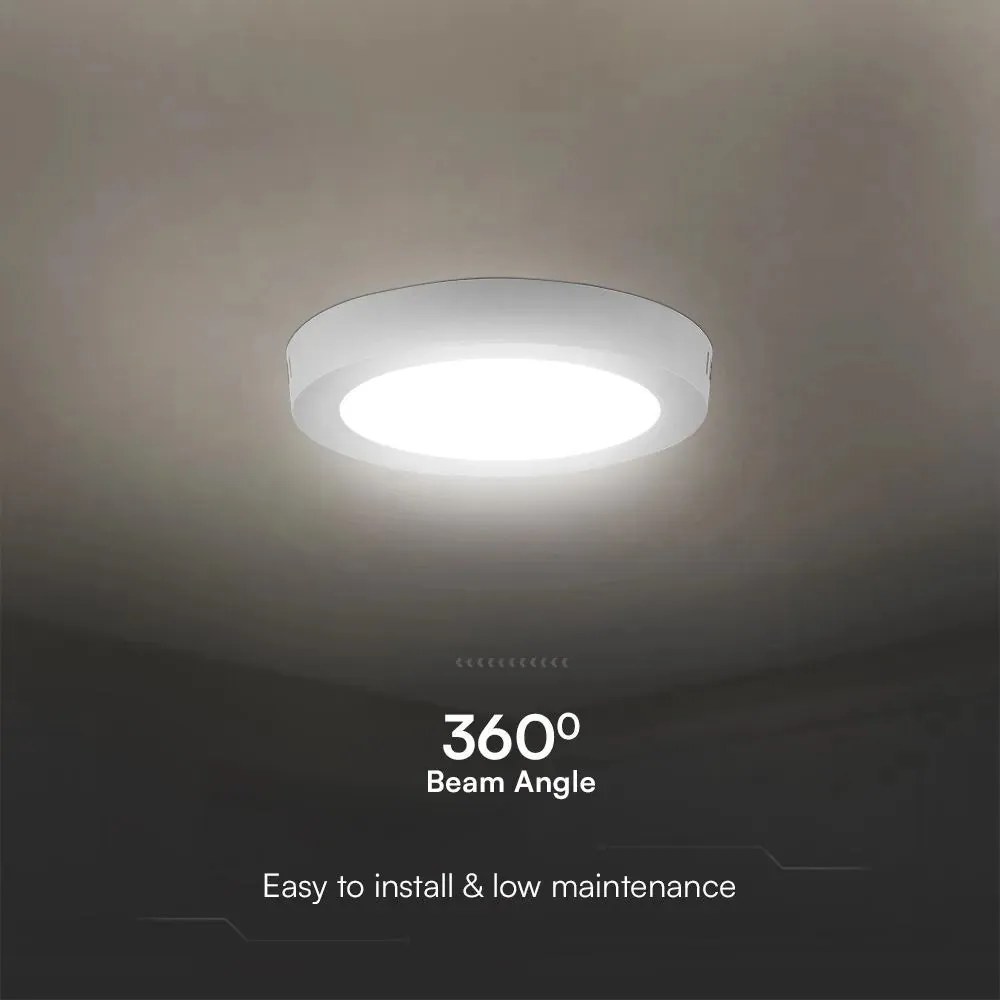 Plafoniera LED V‑TAC 12 W rotonda – 6400 K, chip Samsung, bianca