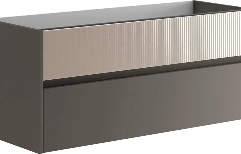 Mobile da bagno sospeso sotto lavabo Niwa 2 cassetti L 119.5 x H 50 x P 45.5 cm grigio e sabbia cannettato