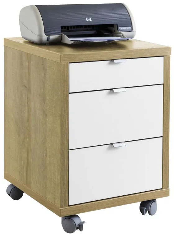 Cassettiera 3 cassetti 45x61.5 Rovere riviera e Bianco matt - Pratico