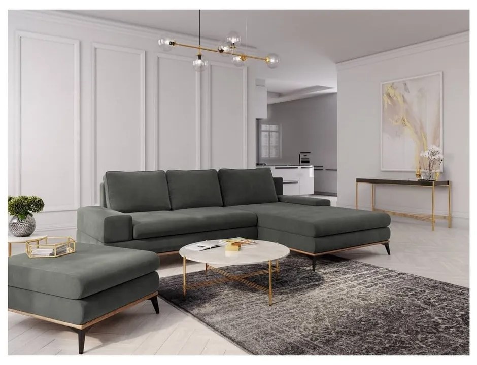 Divano letto angolare grigio scuro, angolo destro Planet - Windsor &amp; Co Sofas
