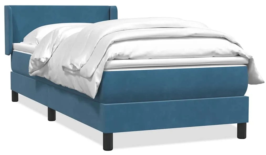Giroletto A Molle Con Materasso Blu Scuro 90x220 Cm Velluto /