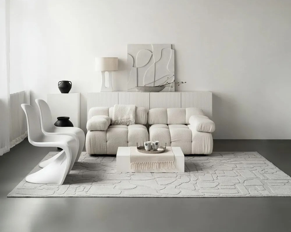 Tappeto in lana grigio chiaro 133x190 cm Morphic Dunes - Agnella