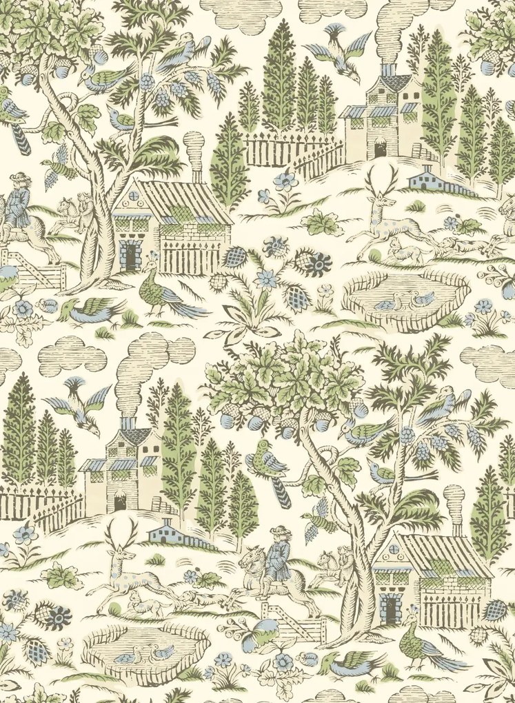 GP & J Baker Carta da parati Home Park - Soft Green/ Blue