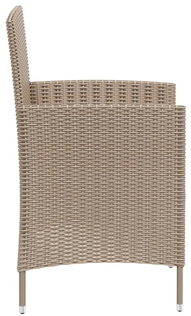 Sedie da Giardino con Cuscini 2 pz in Polyrattan Beige