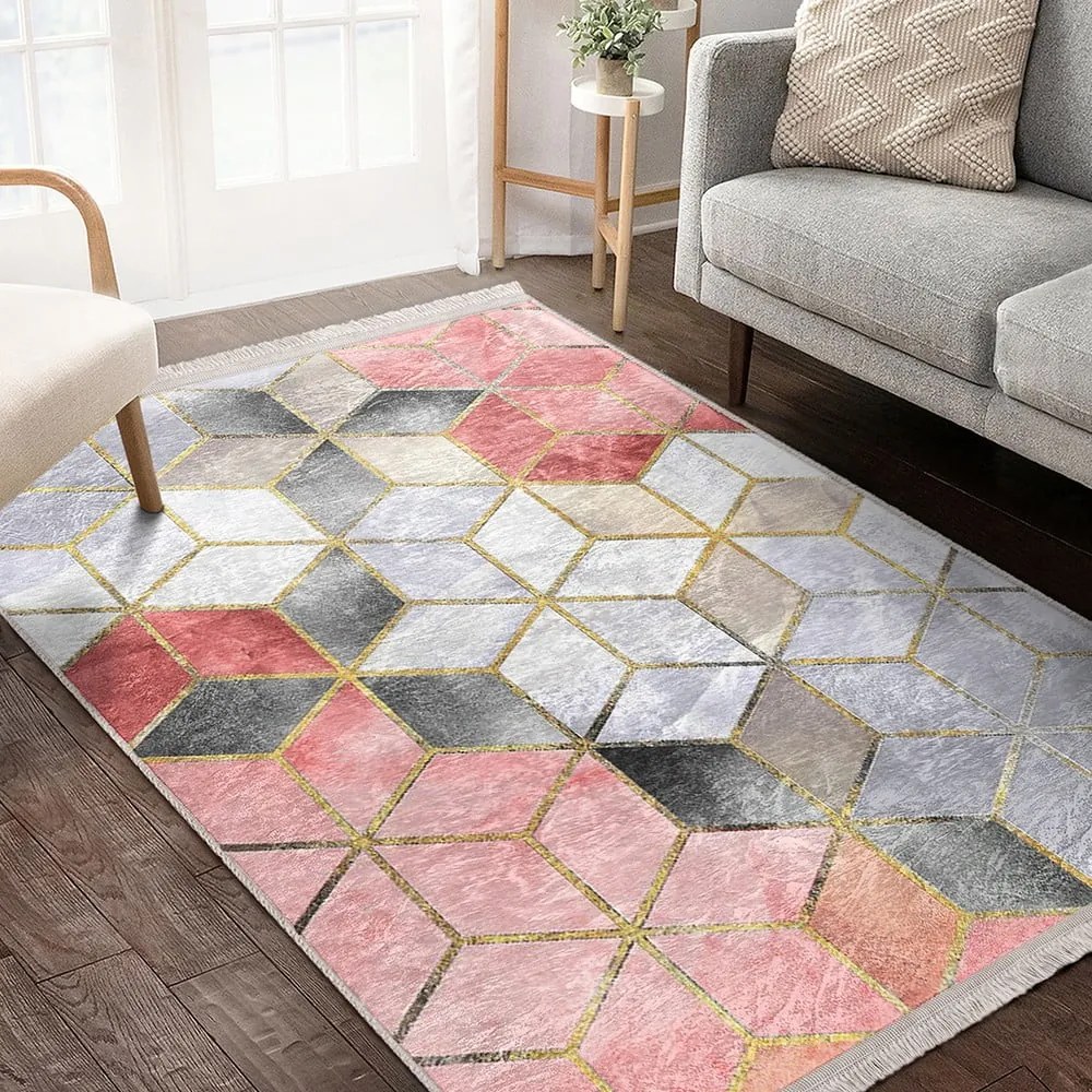 Tappeto lavabile grigio-rosa 80x140 cm Optic - Mila Home