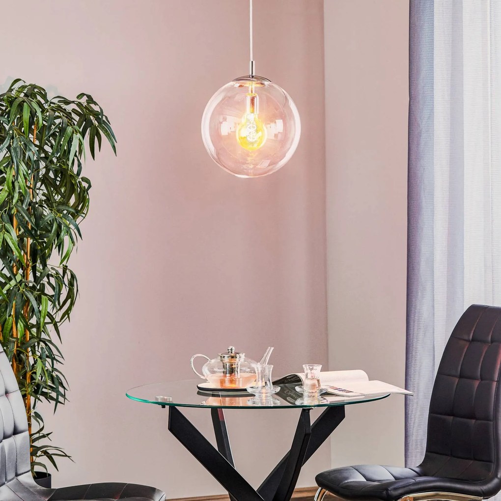 ALDEX Lampada a sospensione 562, vetro trasparente, cappuccio/rosone cromato