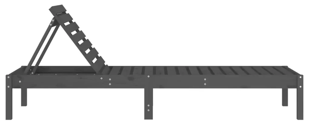 Lettini prendisole 2pz grigi 199,5x60x74 cm legno massello pino