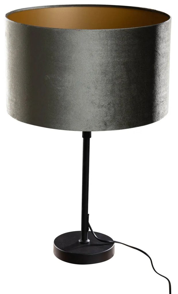 Lampada da Tavolo Nera con Paralume in Velluto Verde 35cm - Parte