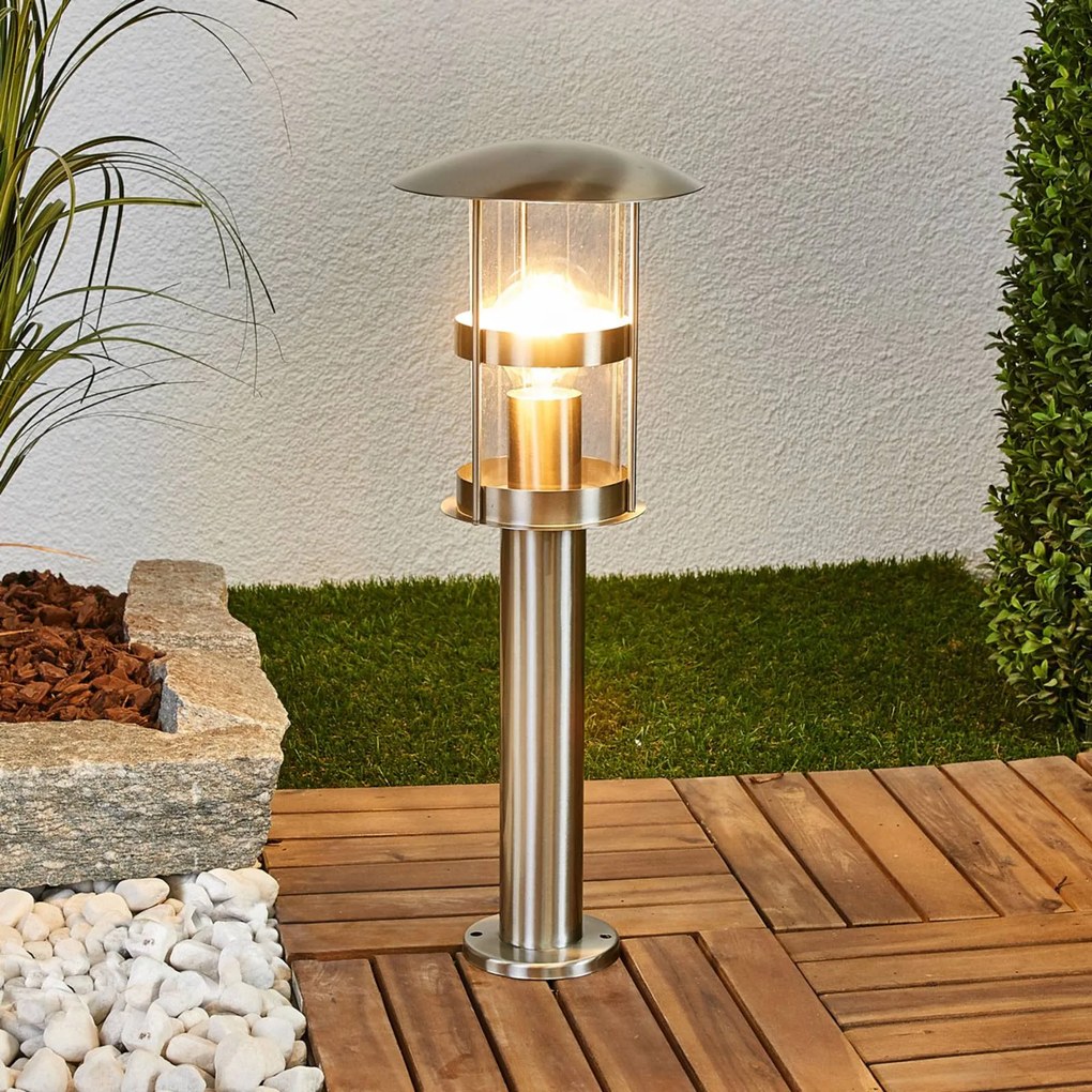 Lindby Lampioncino Noemi, grigio, acciaio inox, 50 cm, IP44