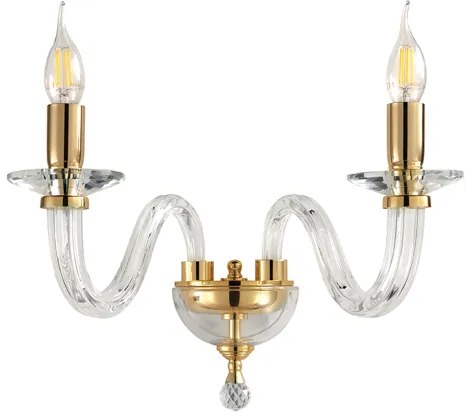 Applique 37 cm RAVEL 2 luci in vetro lavorato a mano Oro