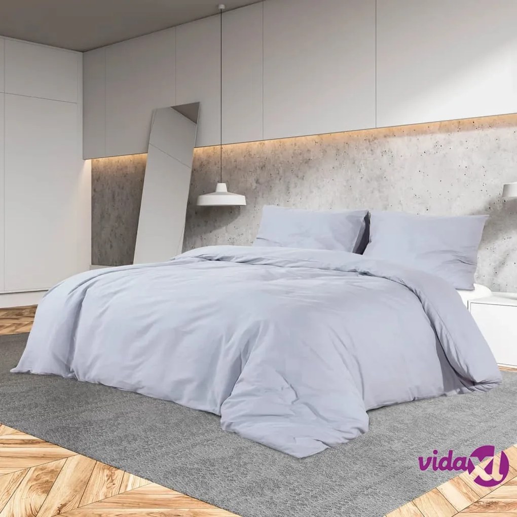 vidaXL Set Copripiumino Grigio 220x240 cm in Cotone