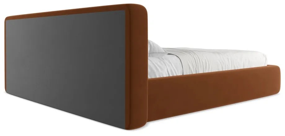 Letto matrimoniale imbottito in terracotta con contenitore a griglia 180x200 cm Kiana - Makamii