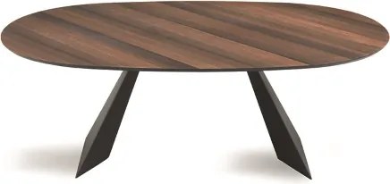 Tavolo fisso TOKYO 210 cm con base in metallo nero e piano Eucalipto