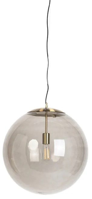 Lampada a sospensione moderna ottone con vetro fumé 50 cm - Ball