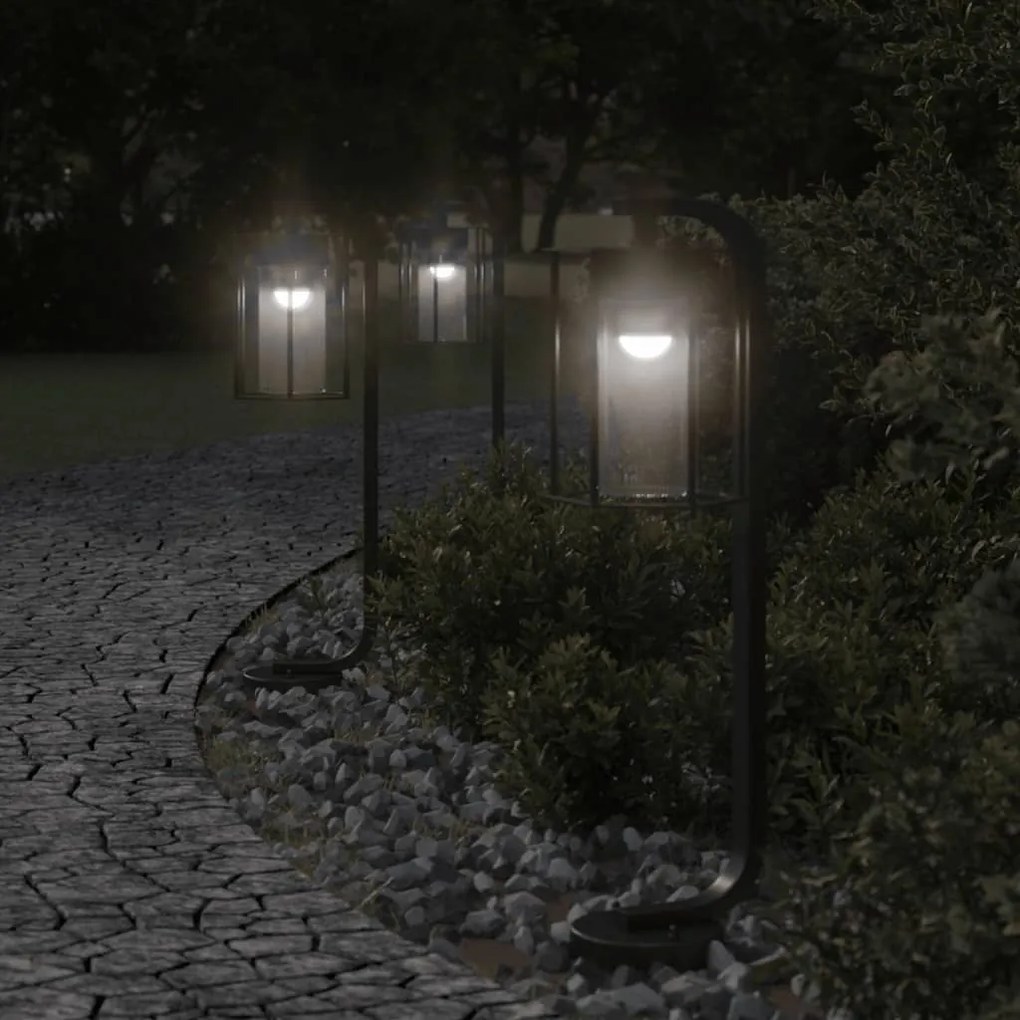 Lampada Da Terra Per Esterni Nera 60 Cm İn Acciaio Inox /