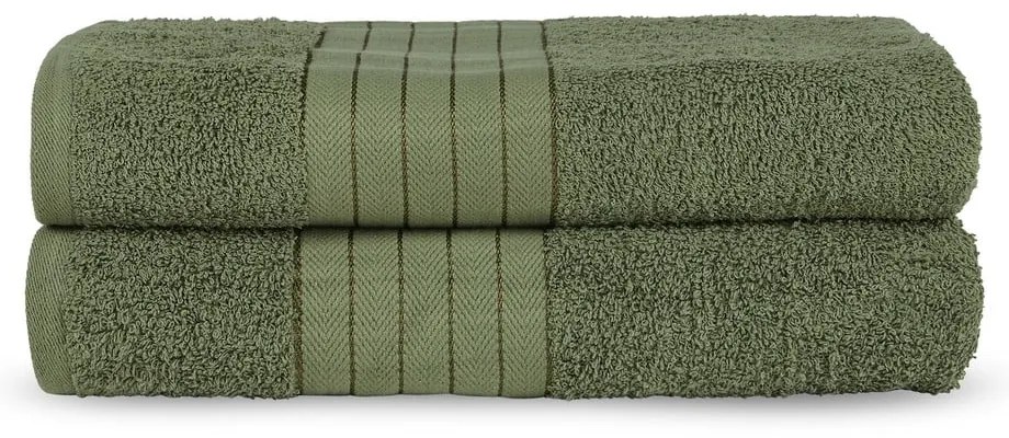 Set di 2 asciugamani in spugna di cotone verde chiaro 70x140 cm - Good Morning