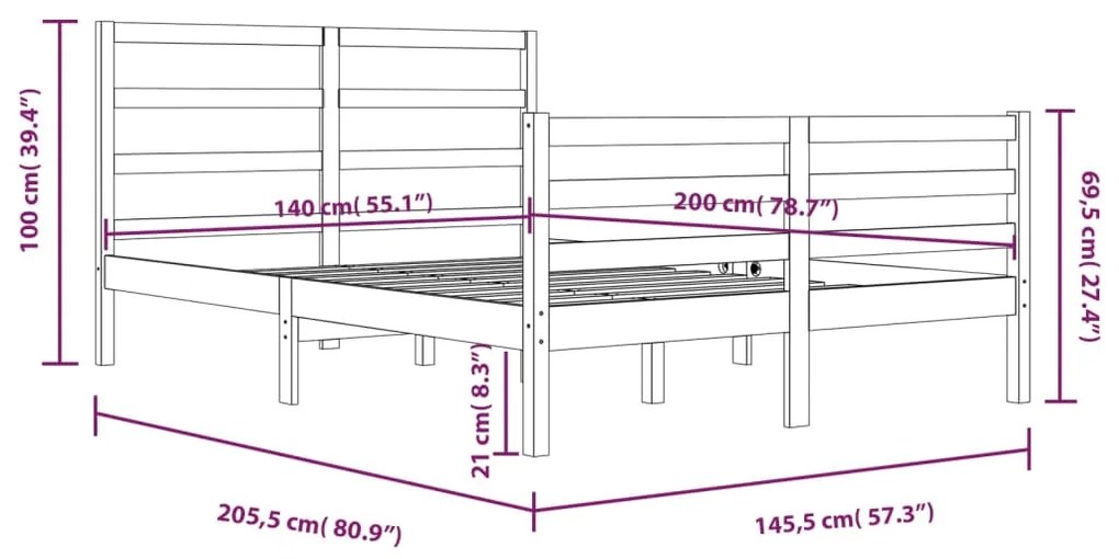 Giroletto Bianco in Legno Massello di Pino 140x200 cm