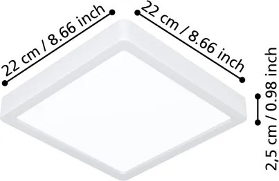 Eglo 901312-LED Plafoniera FUEVA LED/10,5W/230V 2700/4000/6500K 22x22 cm bianca