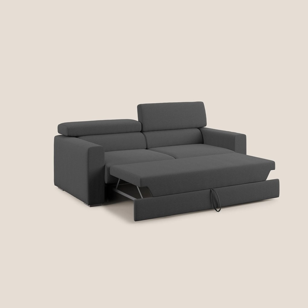 Dylan divano allungabile con pouf estraibile poggiapiedi in tessuto simil cotone impermeabile T13 antracite