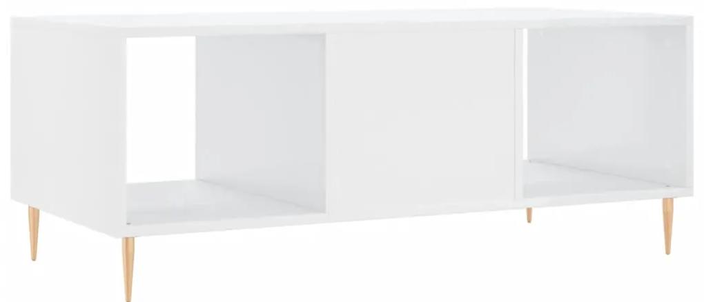Tavolino da Salotto Bianco Lucido 102x50x40cm Legno Multistrato