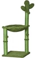 Albero Tiragraffi per Gatti 40x40x96 cm a Forma di Cactus con Palline e Amaca Verde