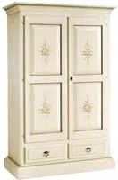 Armadio 2 porte in legno shabby bianco patinato/verde 125x61x200 - Mobili 2G