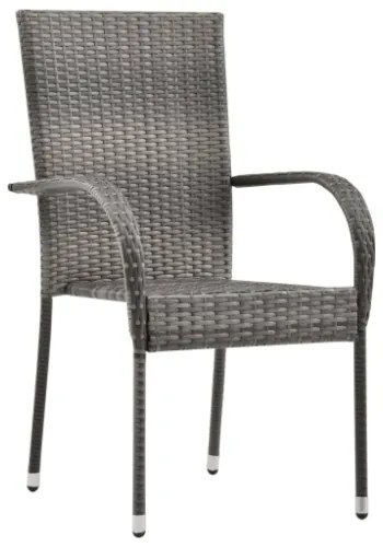 Set Mobili da Pranzo Giardino 7 pz in Polyrattan Grigio